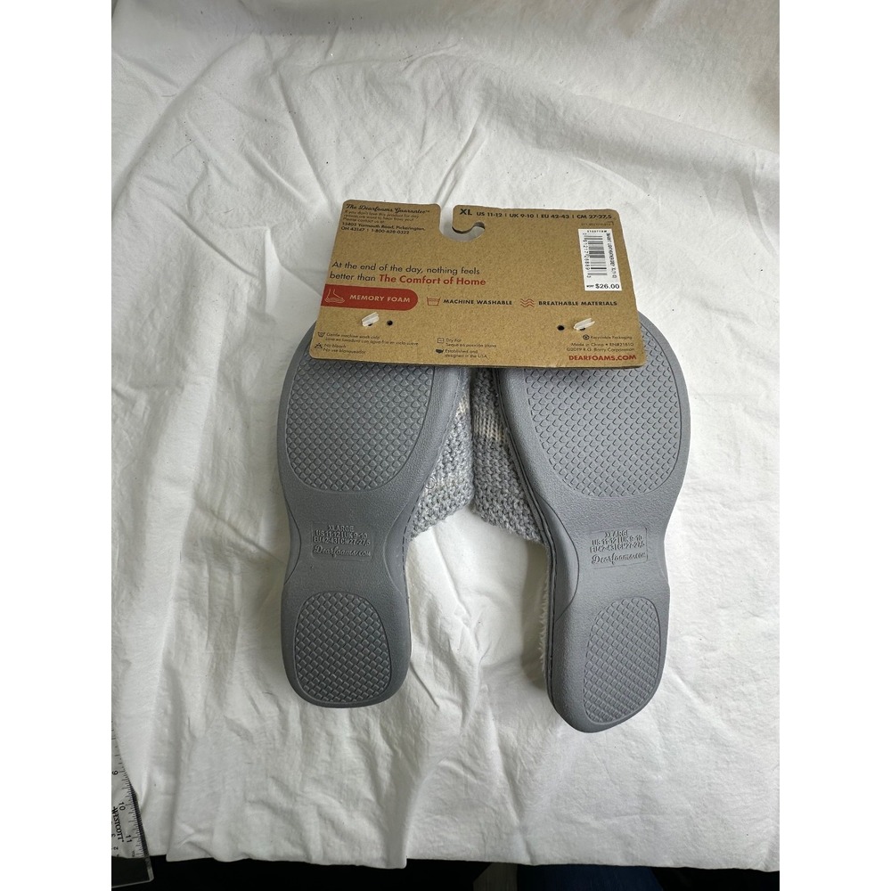 New Dearfoams Womens Slippers Memory Foam Slide Gray Stripes XL Sz 11-12 - Picture 6 of 7